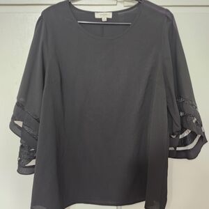 Umgee Black Layered Sleeve Blouse